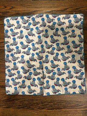 Roberta Roller Rabbit Cream Pillow Sham with Blue and Gray Seal Print